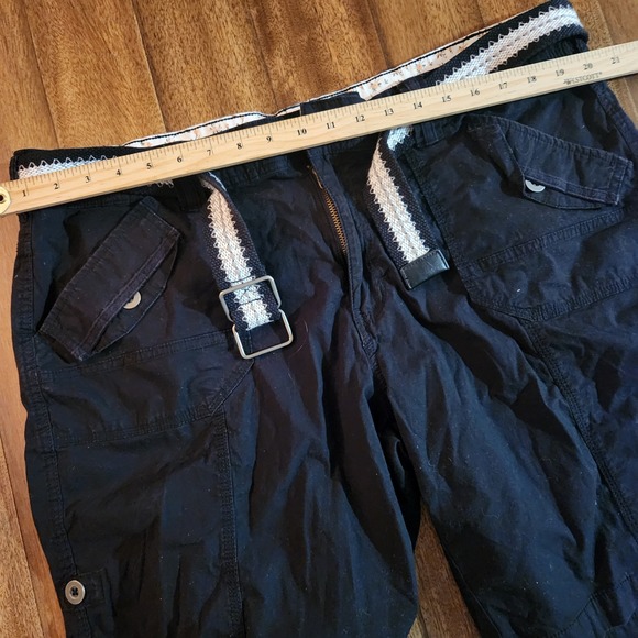 Suko Jeans Black Cargo Shorts with Belt Women's 16W Utility Pockets - Picture 5 of 7